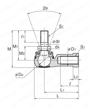 リンクボール ホルダ部めねじ BL、BL-A形 外形図1