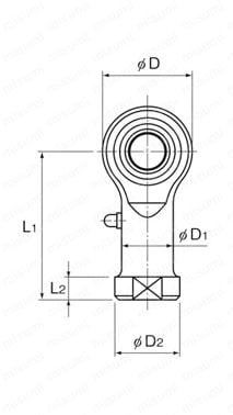ロッドエンド めねじ付きタイプ PHS形 外形図1
