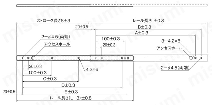 FBL27S+450L スライドレール FBL27S形 ＴＨＫ MISUMI(ミスミ)