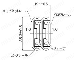 スライドレール FBL35G-P14形 断面図
