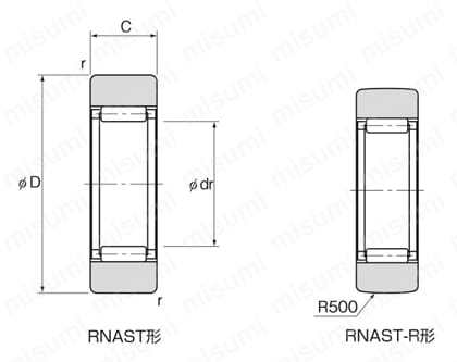 ローラフォロア RNAST形（分離形、内輪なし） 外形図