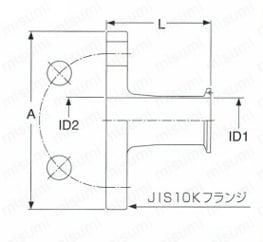 ヘルールフランジアダプタストレート 外形図1