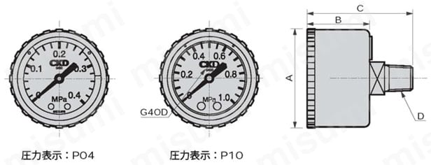 圧力計 G50Dシリーズ 外形図