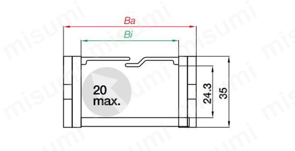 内のり高さ: 24.3mm ピッチ: 46mm リンク/m: 22（1,012mm） チェーン長さ※: S/2+K リンク数※: （S/2+K）÷ピッチ
