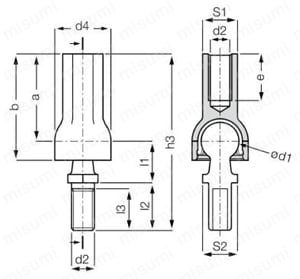 イグボール ロッドエンドベアリング 無給油タイプ（アングルジョイント） AGRM 外形図