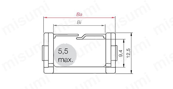 内のり高さ: 9.4mm ピッチ: 13mm リンク/m: 77（1,001mm） チェーン長さ※: S/2+K リンク数※: （S/2+K）÷ピッチ