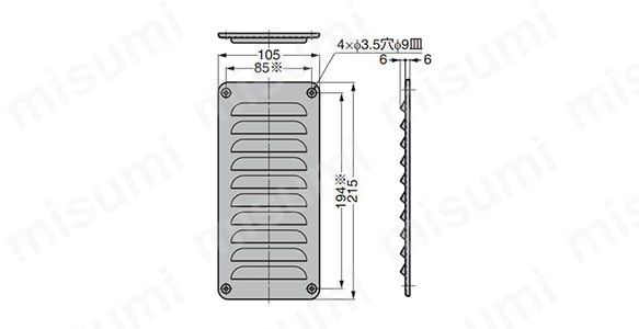 ステンレス鋼製ベンチレーター 1-1122 | スガツネ工業 | MISUMI(ミスミ)