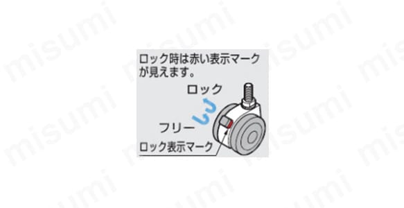 エラストマー車キャスター FPU55N型 ねじ込みタイプのロック操作
