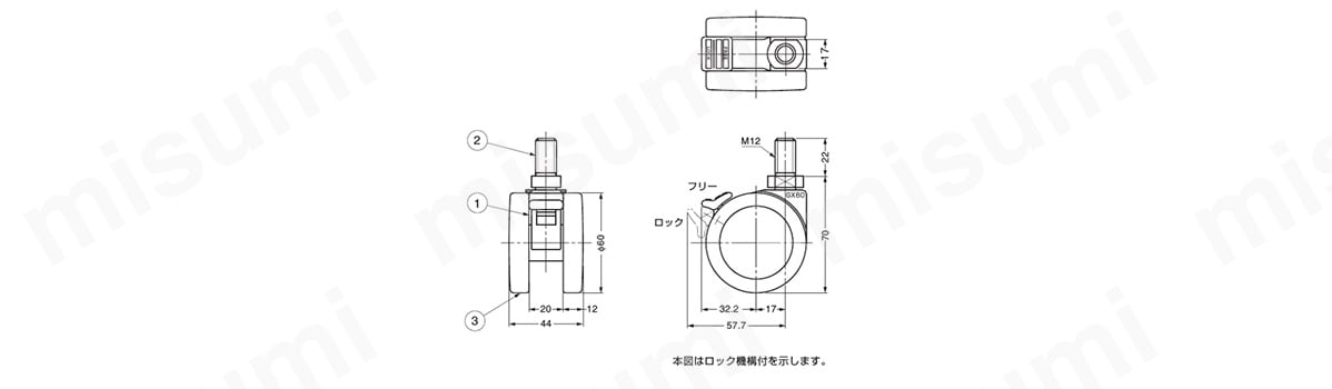 キャスター ねじ込みタイプ GX60N12型:関連画像