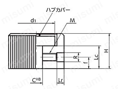 アルミコントロールノブの寸法図B（ハブカバー）