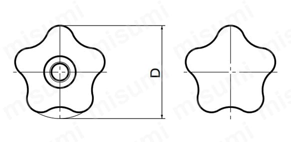 アルミハンドノブの寸法図