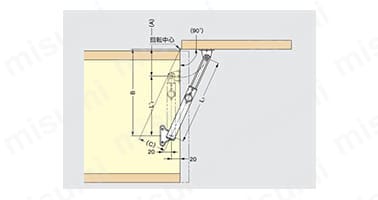 LAMP ステンレス鋼製つまみ解除式フラップステー LSP-195B、LSP-270B 使用例1