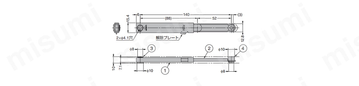 SUS製ミニフラップステー　セーフティーロック_L-SL140:関連画像
