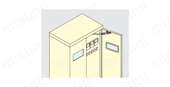 LAMP ステンレス鋼製ロック付重量扉用ステー YA-0812型・YA-1216型 使用例2