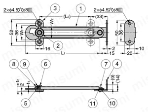 SUS製ロータリーステー（左右あり）_S-91/S-92/S-93 外形図