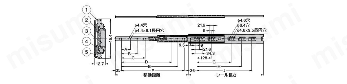 スライドレール 4608 | スガツネ工業 | MISUMI(ミスミ)