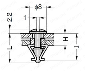 BI-FIX ファスナー サイズ08 外形図1