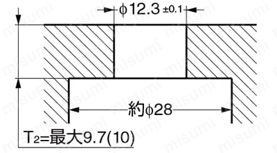 カムロックファスナー 252F型・152F型 小型フラッシュタイプ 筐体側取付加工図2