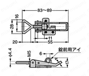 ファスナー TF701型 掛代調節機能付 | スガツネ工業 | MISUMI(ミスミ)