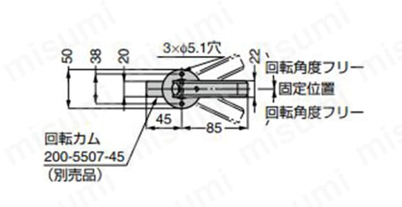 ラッチハンドル 200-99型の外形図1