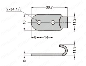 SUS製受座フック_02-535SS 外形図