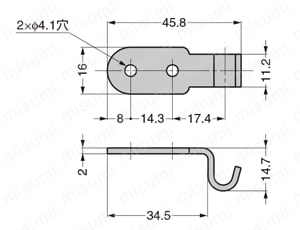 SUS製受座フック_03-535SS 外形図