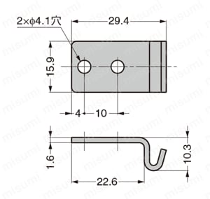 SUS製受座フック_03-633SS 外形図