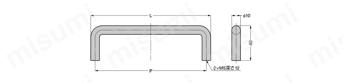 d line ステンレス鋼製ハンドル 14-3812型 | スガツネ工業 | MISUMI