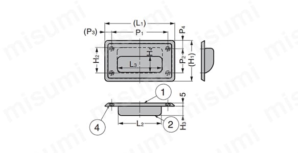 LAMP ステンレス鋼製 埋込取手 HH型:関連画像