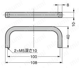 アルミ合金製ハンドル_213-0516.96-00100 外形図
