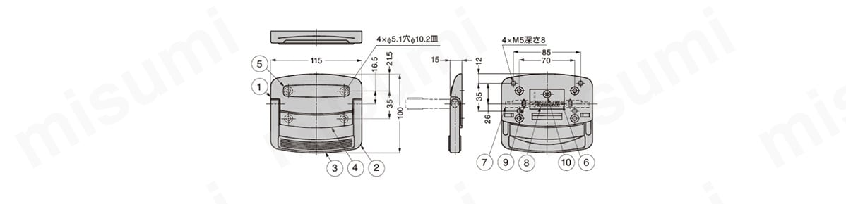 トランクハンドル TMU-115 外形図