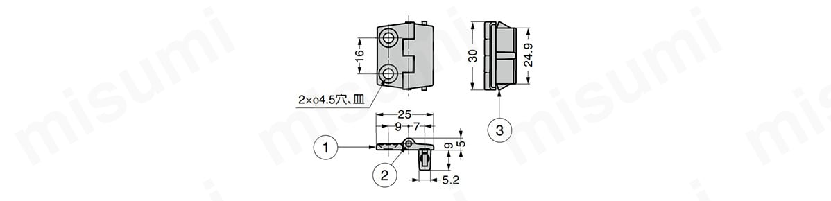 180°開き面付小型丁番 インセット扉用 スナップラインシリーズ 418-9305型:関連画像