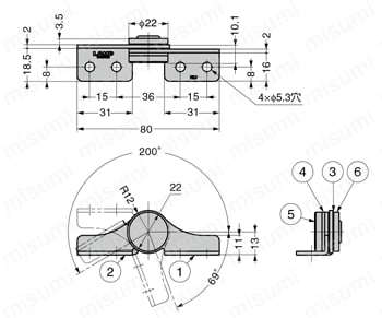 LAMP トルクヒンジ HG-TA型 外形図2