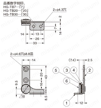 LAMP トルクヒンジ HG-TB型 外形図_01
