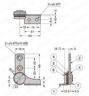 LAMP トルクヒンジ HG-TB型 外形図_02