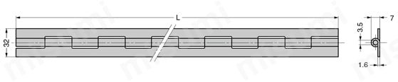 長蝶番 LH型 外形図