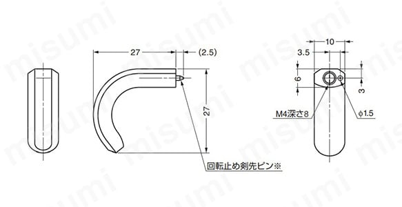 SUS（SUS316）製 つまみ ZL-1905 外形図