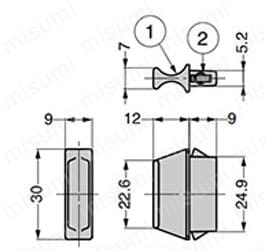 つまみ スナップラインシリーズ 413-9201/413-9202 外形図1
