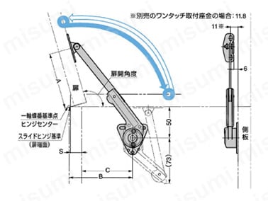 LAMP ソフトダウンステー NSDX-10（R／L）K 使用例