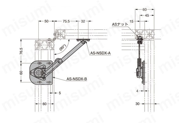 アルミフレーム取付用セット AS-NSDX-35 使用例2