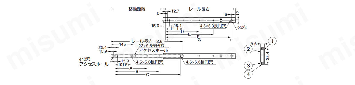 ステンレス鋼製スライドレール ESR13:関連画像