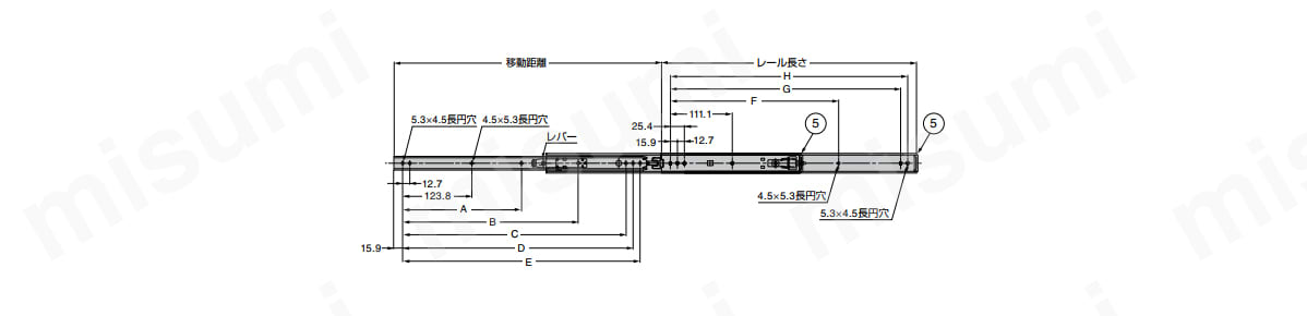 ステンレス鋼製スライドレール SNS35W | スガツネ工業 | MISUMI(ミスミ)