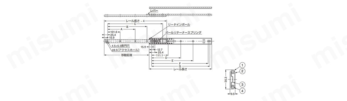 スライドレール 廉価版 3504:関連画像
