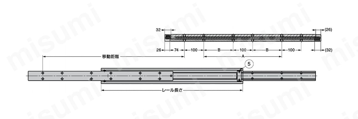CBL-E1902-500 スライドレール 超重量用 CBL-E1902 スガツネ工業 MISUMI(ミスミ)