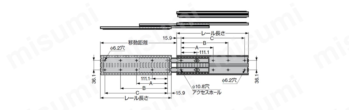 スライドレール 3509 重量用 スガツネ工業 MISUMI(ミスミ)