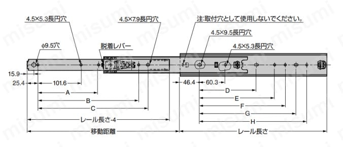 スライドレール 重量用 5301 スガツネ工業 MISUMI(ミスミ)