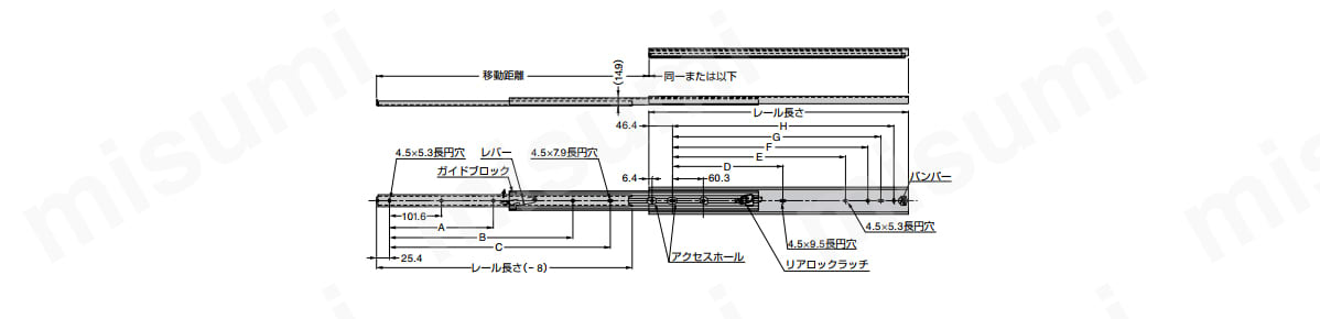 型番 Accuride スライドレール C3617 重量用 スガツネ工業 MISUMI(ミスミ)