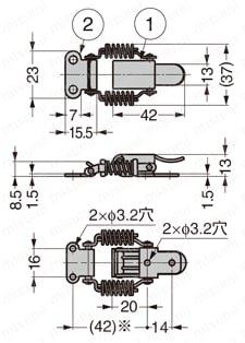 オールステンレス鋼製キャッチクリップ SCC-40 外形図1