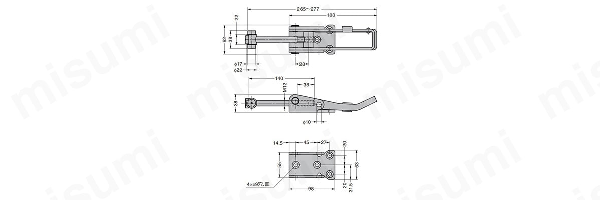 ステンレス鋼製超強力ファスナー LAMP スガツネ 70-2573SS 掛代調節機能付30個入販売品 - 4