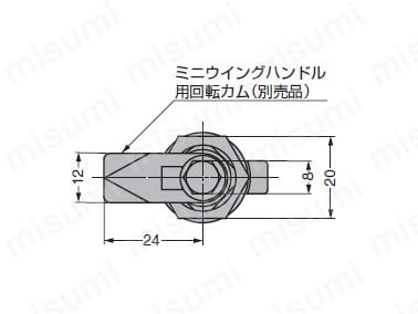 DIRAK ミニウイングハンドル 丸型シリンダー錠タイプ_220-93 寸法図2
